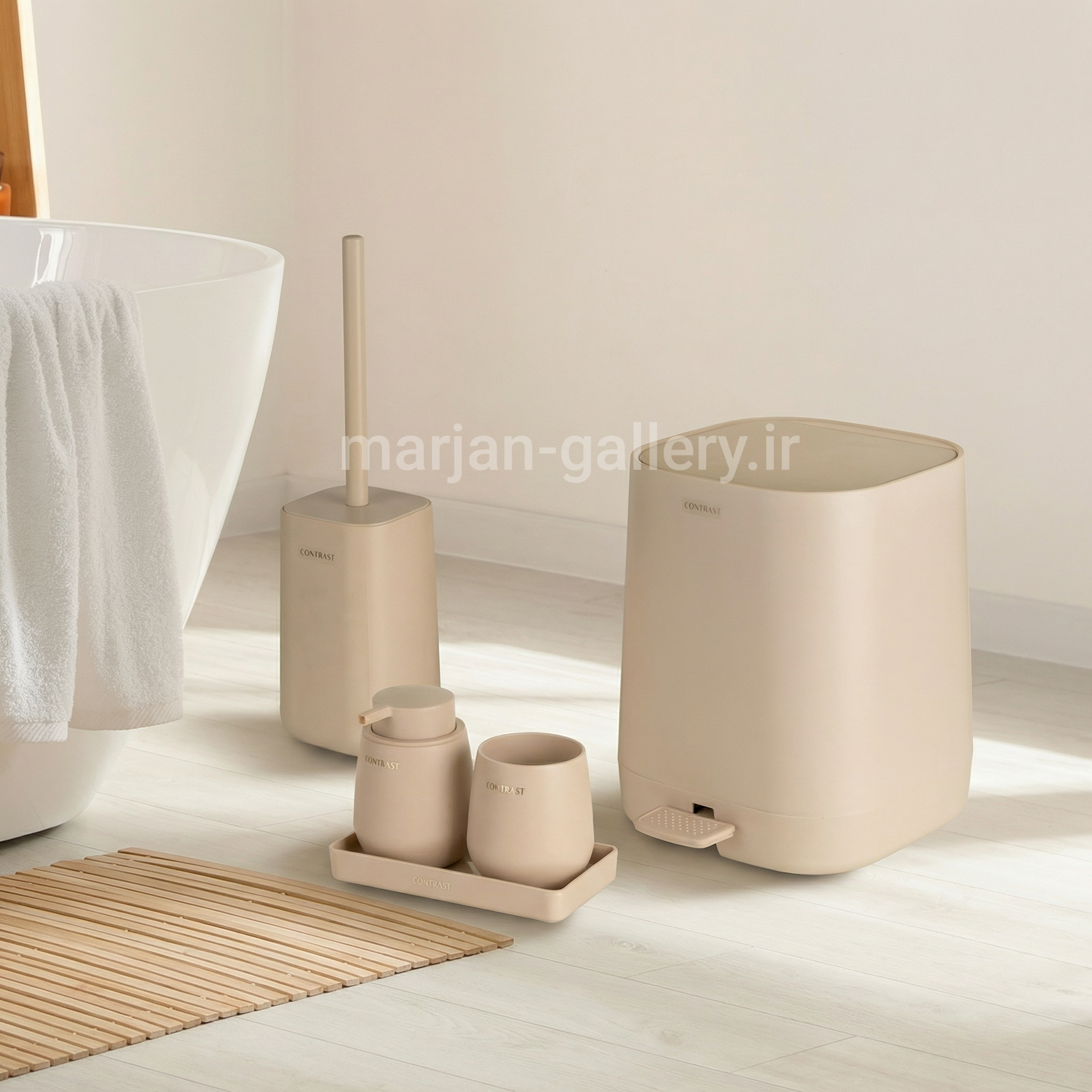 ست سرویس بهداشتی ۵ پارچه کنتراست مدل میامی وانیلی