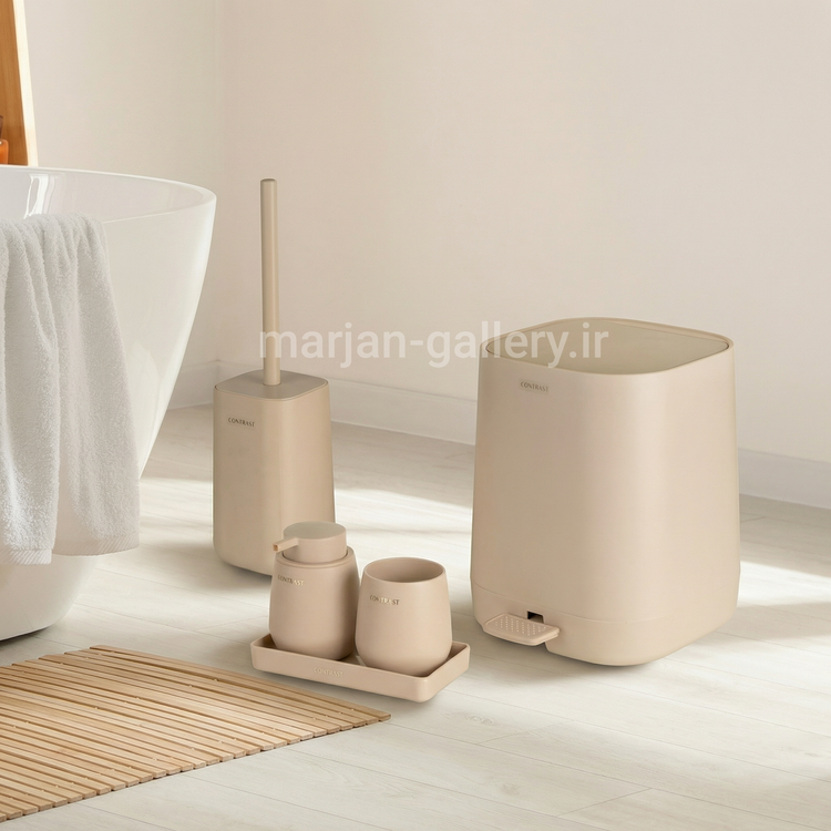 ست سرویس بهداشتی ۵ پارچه کنتراست مدل میامی وانیلی