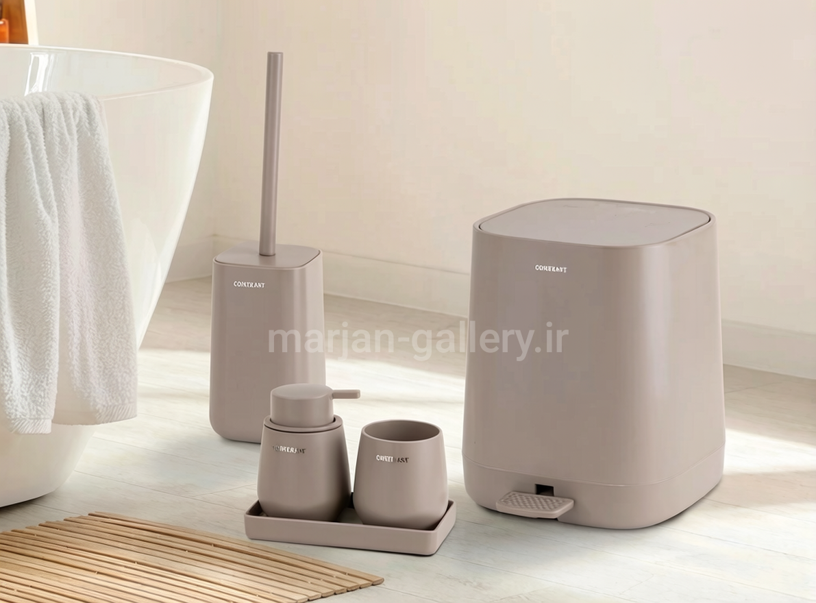 ست سرویس بهداشتی ۵ پارچه کنتراست مدل میامی نسکافه ای