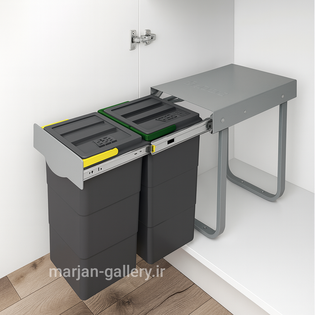 سطل زباله دو مخزنه پلاتین مدل 3661 ظرفیت ۲۴ لیتر
