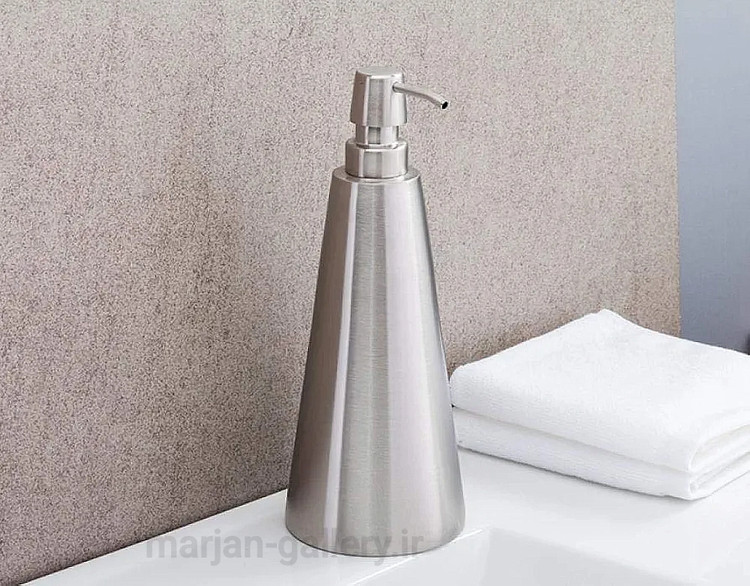 جای مایع دستشویی استیل ۳۰۴ رومیزی مدل مخروطی بلند (ضد زنگ)