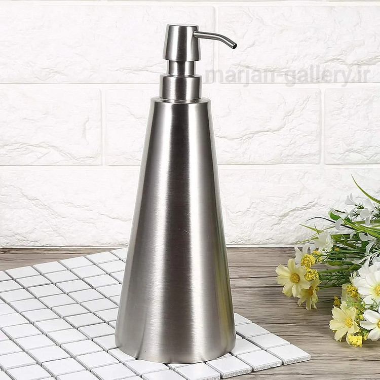 جای مایع دستشویی استیل ۳۰۴ رومیزی مدل مخروطی بلند (ضد زنگ)