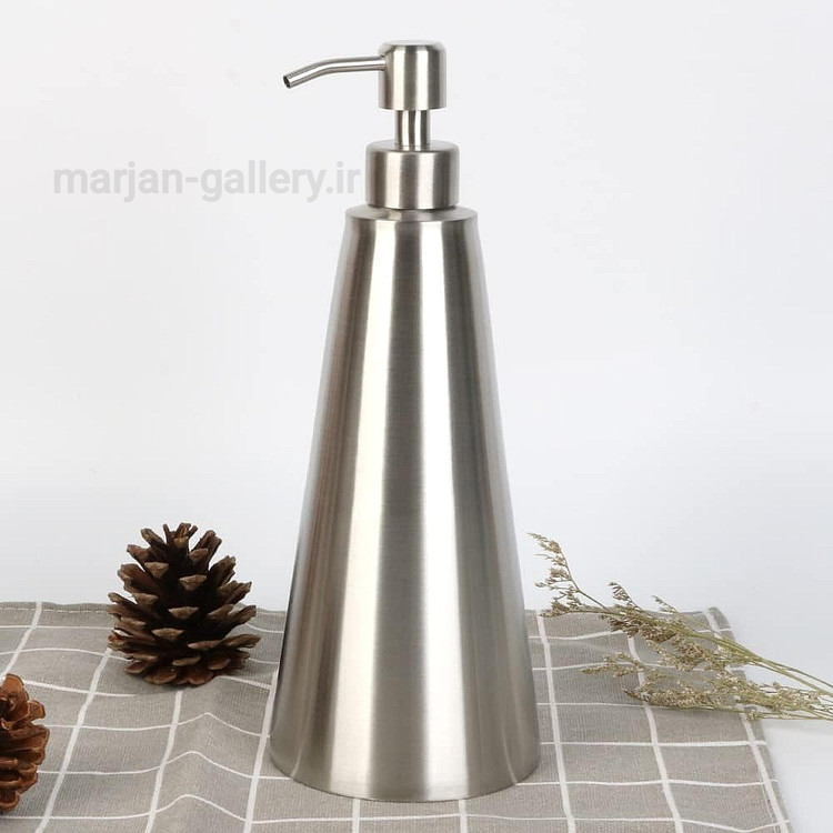 جای مایع دستشویی استیل ۳۰۴ رومیزی مدل مخروطی بلند (ضد زنگ)