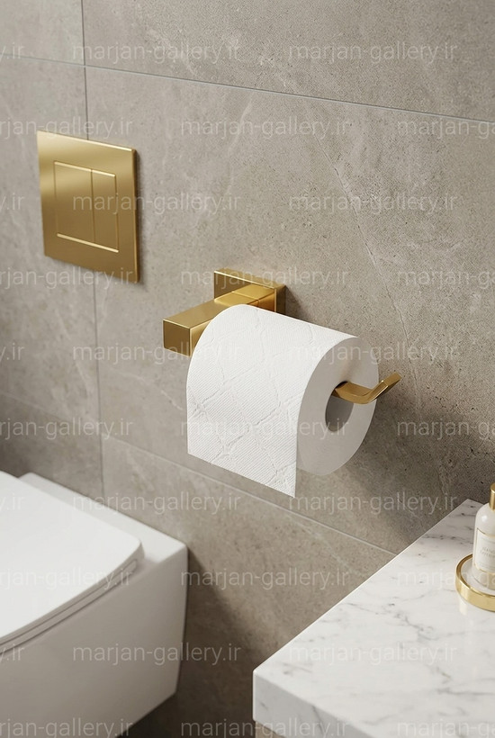 جای رول دستمال توالت دیواری کوتاه ضدزنگ-تنوع رنگ-طلا براق